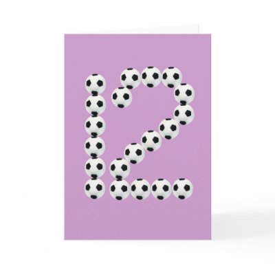 12th Birthday Soccer Ball Greeting Card by lollypopgirrrl