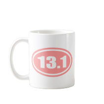 13.1 Half Marathon Pink Oval Coffee Mug