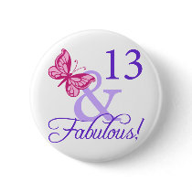 13 And Fabulous Birthday Pinback Buttons