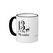 13 est mon nombre chanceux/chat noir mug à café