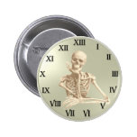 13 Hour Skeleton Clock Pinback Buttons