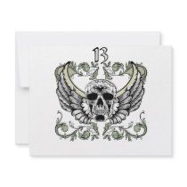 13 Hour Skull Clock Pattern Invitation