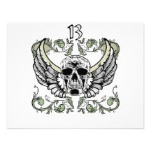 13 Hour Skull Clock Pattern Invitation