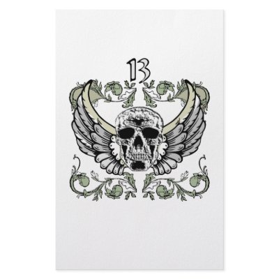 13 Hour Skull Clock Pattern Stationery Paper by HalloweenSpirit