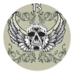 13 Hour Skull Clock Pattern Sticker