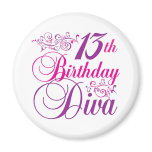13th Birthday Diva Fridge Magnets
