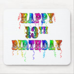 13th Birthday Gifts with Circus Balloon Font Mouse Pads