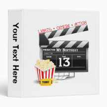 13th Birthday Movie Party 3 Ring Binder
