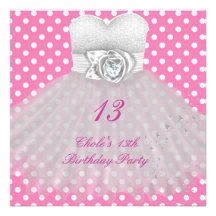 13th Birthday Party Girls 13 Teen Custom Invitation