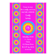 13th Birthday Party Invitation -- Cool Hot Pink