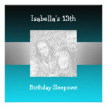 13th Birthday Sleepover Silver Green Photo 2 Invitation