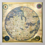1450 World Map by Venetian Monk Fra Mauro Print