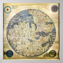 1450 World Map by Venetian Monk Fra Mauro Print
