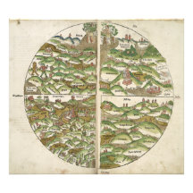 1475 Oldest Known Woodcut World Map Photo Art