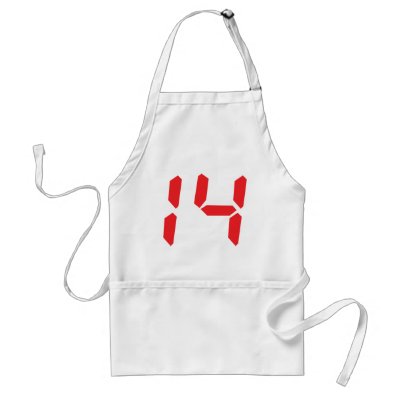 14 fourteen  red alarm clock digital number aprons by Tomaniac