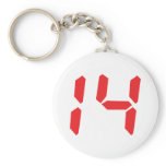 14 fourteen  red alarm clock digital number key chain