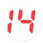 14 fourteen  red alarm clock digital number sticker