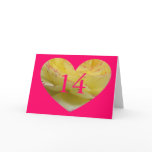 14th Birthday Pink Heart Bright Birthday Card