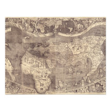 1507 Martin Waldseemuller World Map Custom Announcement
