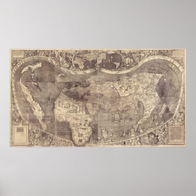 1507 Martin Waldseemuller World Map Posters by ZephyrusBooks