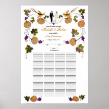 150 Guest Autumn Quaker wedding - white Poster