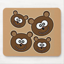 153 HAPPY SMILING BROWN BEARS RETRO STYLE DIGITAL MOUSE PAD