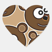 153 HAPPY SMILING BROWN BEARS RETRO STYLE DIGITAL STICKER