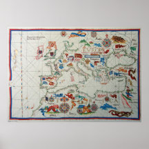 1563 Renaissance Map Europe Poster