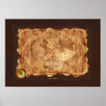 1580 Old World Map Art on Parchment-styled BG Posters