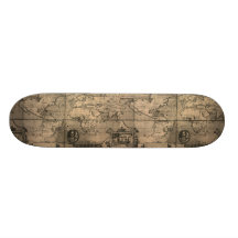 1581 Antique World Map by Nicola van Sype Skateboard Decks