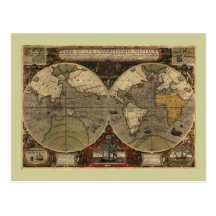1595 cartes vintages du monde par Jodocus Hondius Carte Postale