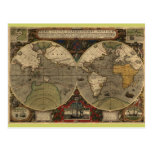 1595 cartes vintages du monde par Jodocus Hondius Carte Postale