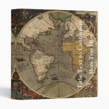 1595 Vintage World Map by Jodocus Hondius Binders