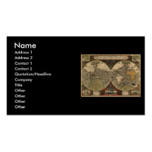 1595 Vintage World Map by Jodocus Hondius Business Cards