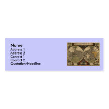 1595 Vintage World Map by Jodocus Hondius Business Cards
