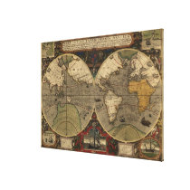 1595 Vintage World Map by Jodocus Hondius