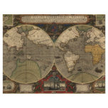 1595 Vintage World Map by Jodocus Hondius Full Color Flyer