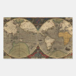 1595 Vintage World Map by Jodocus Hondius Rectangular Stickers