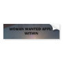 15_16, WOMAN WANTED APPLY WITHIN BUMPER STICKERS