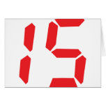 15 fifteen  red alarm clock digital number greeting cards