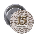 15th Wedding Anniversary Buttons