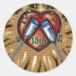 15th wedding anniversary square stickers