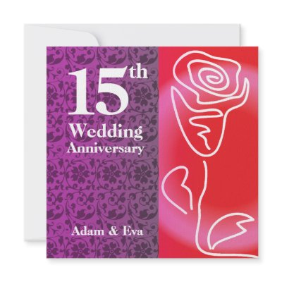 15th Year Wedding Anniversary Invitation Rose by pixibition