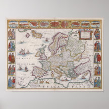 1630 Map of Europe Print