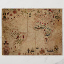 1633 Atantic Ocean Portolan Chart - Pascoal Roiz Full Color Flyer