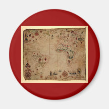 1633 Atantic Ocean Portolan Chart - Pascoal Roiz Magnet
