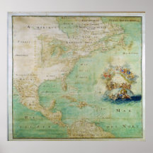 1681 Map of Early America by Claude Abbot Bernou Posters