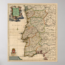 1690 Map of Portugal Poster