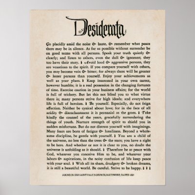 1692 Desiderata Print by WayFarOut