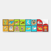16 Dogs Illustration Sticker 1 Bumper Sticker